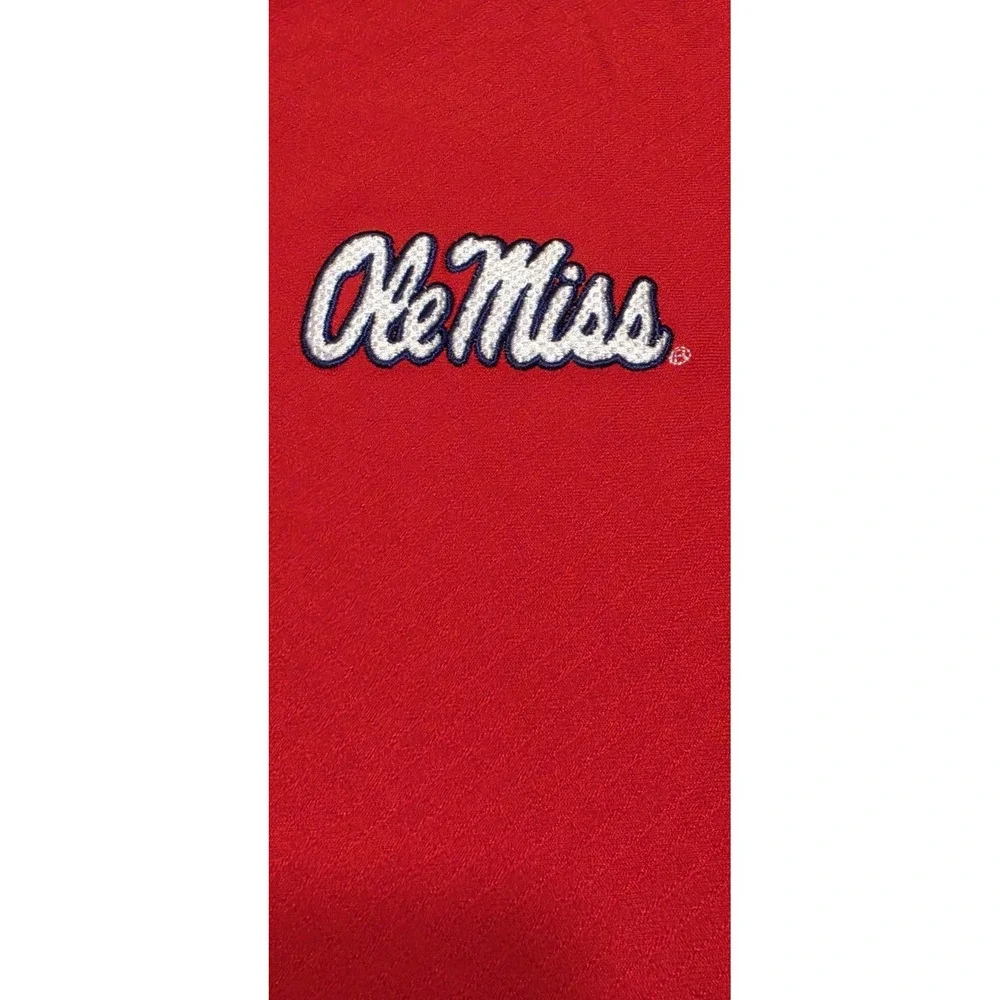 Ole Miss Rebels Nike Dri Fit Polo Shirt Men's Size XL Red & Blue Football/Golf